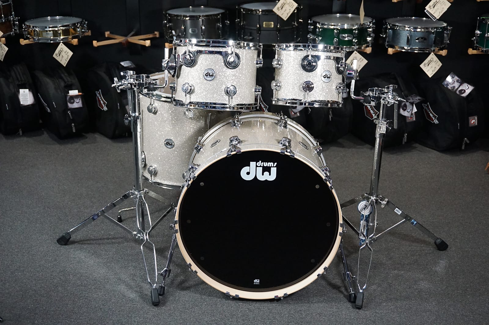 ~WOW!~ DW Collector's Series SSC Pure Maple 4-Piece 10/12/16/22" Drum Kit Set in Broken Glass FinishPly w/ Chrome Hardware
